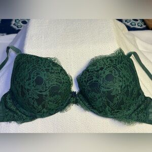 4 for $32 Victoria's Secret 32-D Beautiful Dark Green Lace Push-Up Bra
